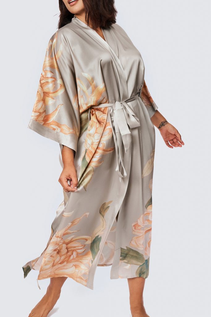 Kimono largo de seda Kikude Kim+Ono